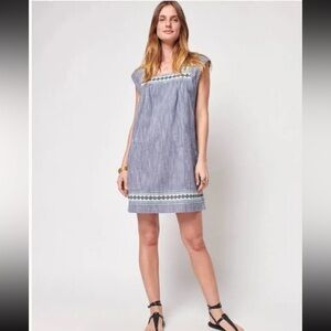 Faherty womens dress hailee navy blue jacquard square neck Size Medium